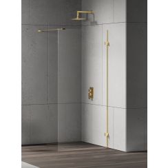 New Trendy Eventa Gold Shine Walk-In Duschwand 90 cm gold Glanz/durchsichtiges Glas EXK-4840