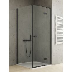 New Trendy Reflexa Black Duschkabine 90x90 cm quadratisch schwarz Matte/durchsichtiges Glas EXK-4929