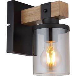 Globo Lighting Lenna Wandleuchte 1x60 W schwarz-verraucht-holz 15555W