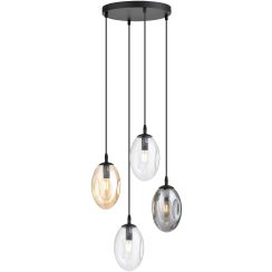 Emibig Astral Pendelleuchte 4x10 W schwarz-transparent-verraucht 1268/4PREM