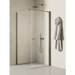 New Trendy New Soleo Gunmetal Brushed Duschkabine 100x80 cm rechteckig graphit gebürstet/durchsichtiges Glas K-2144-WP