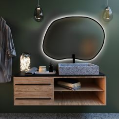 Baltica Design Bright Stain II Spiegel 70x50 cm mit Beleuchtung schwarz 5904107919478