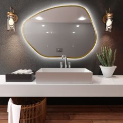 Baltica Design Bright Stain I Spiegel 80x57 cm mit Beleuchtung gold 5904107919140
