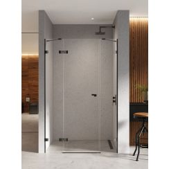 New Trendy Eventa Black Chrome Duschtüren 150 cm aufklappbar schwarz Glanz/durchsichtiges Glas EXK-6141