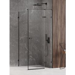New Trendy Avexa Black Duschkabine 100x90 cm rechteckig schwarz Matte/durchsichtiges Glas EXK-1589