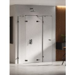 New Trendy Eventa Black Chrome Duschkabine 90x80 cm rechteckig schwarz Glanz/durchsichtiges Glas EXK-6250