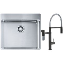 Set Küchenarmatur Franke Vital Semi-Pro 120.0621.313, Stahlspüle Franke Box 127.0369.295
