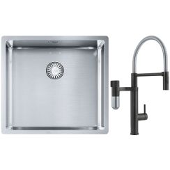 Set Küchenarmatur Franke Vital Semi-Pro 120.0621.313, Stahlspüle Franke Box 127.0453.655