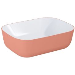 Elita Reni Waschbecken 45.5x32.5 cm rechteckig Aufsatzwaschbecken weiß-rosa matte RE040460896100