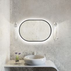 Baltica Design Tiny Border Pastille Spiegel 40x80 cm oval mit Beleuchtung schwarz 5904107929101
