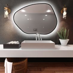 Baltica Design Bright Stain I Spiegel 100x72 cm mit Beleuchtung schwarz 5904107916804