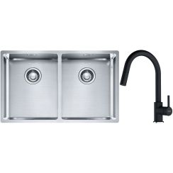 Set Stahlspüle Franke Box 127.0370.188, Küchenarmatur Franke Lina 115.0626.055