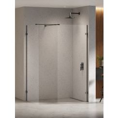 New Trendy Eventa Black Chrome Walk-In Dusche 160x100 cm schwarz Glanz/durchsichtiges Glas EXK-6351