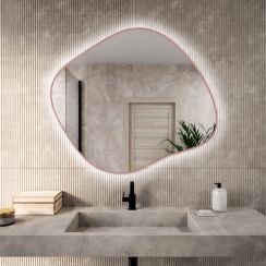 Baltica Design Bright Stain III Spiegel 80x70 cm mit Beleuchtung rosa 5904107932057