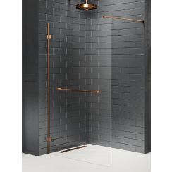 New Trendy Avexa Copper Brushed begehbare duschwand 150 cm kupfer gebürstet/durchsichtiges Glas EXK-7174