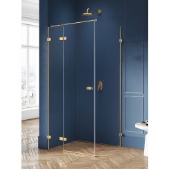 New Trendy Avexa Gold Brushed Duschkabine 110x80 cm rechteckig gold gebürstet/durchsichtiges Glas EXK-1736