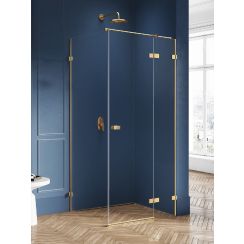 New Trendy Avexa Gold Brushed Duschkabine 100x90 cm rechteckig gold gebürstet/durchsichtiges Glas EXK-1747