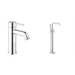 Set Badewannen- und Duscharmatur Grohe Essence 23491001, Rohbauset für freistehende Wanneneinläufe Grohe 45984001, 23590001