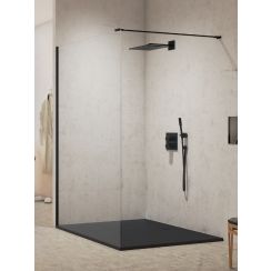 New Trendy New Modus Black begehbare duschwand 150 cm schwarz Matte/durchsichtiges Glas EXK-5543