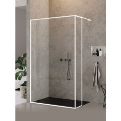 New Trendy New Modus White begehbare duschwand 140 cm weiß Matte/durchsichtiges Glas EXK-2253