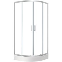 Laveo Bresso Duschkabinen-Set mit Duschwanne 90x90 cm halbrund chrom Glanz/durchsichtiges Glas JKDD096Z