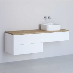 Kronenbach Cube Schrank mit Arbeitsplatte 141x48.7x44.5 cm Unterschrank hängend weiß-eiche KBWTKOWTL1413WHGH