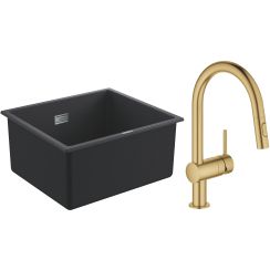 Set Küchenarmatur Grohe Minta 32321GN2, Granitspüle Grohe K700 31653AP0