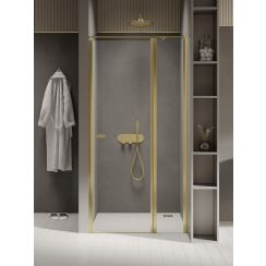 New Trendy New Soleo Light Gold Duschtüren 100 cm aufklappbar gold Glanz/durchsichtiges Glas D-0483A-WK