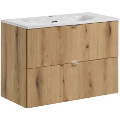 Set Badschrank Comad Nova Oak NOVA OAK A 82-80-2S, Waschbecken Comad Dance White CFP-8009DANCE80DP
