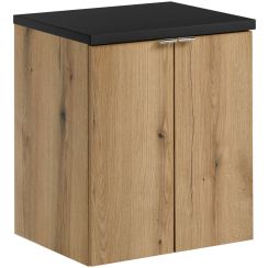 Set Badschrank Comad Nova Oak NOVA OAK A 82-50-2D, Waschtischplatte Comad Nova Black NOVA BLACK B 89-50