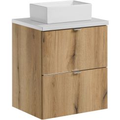 Set Unterschrank Comad Nova Oak NOVA OAK A 82-50-2S, Waschbecken Comad Gaja UN-GAJA35-SW 78570A(35), NOVA WHITE 89-50