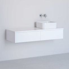 Kronenbach Cube Schrank mit Arbeitsplatte 121x48.7x23.5 cm Unterschrank hängend weiß KBWTKOWTL1212WH