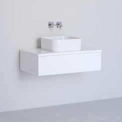 Kronenbach Cube Schrank mit Arbeitsplatte 81x48.7x23.5 cm Unterschrank hängend weiß KBWTKOWTL811WH