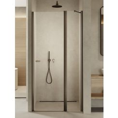 New Trendy New Soleo Gunmetal Brushed Duschtüren 110 cm aufklappbar graphit gebürstet/durchsichtiges Glas D-0562A