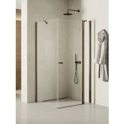 New Trendy New Soleo Gunmetal Brushed Duschkabine 110x90 cm rechteckig graphit gebürstet/durchsichtiges Glas K-2153