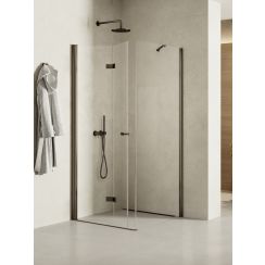 New Trendy New Soleo Gunmetal Brushed Duschkabine 80x70 cm rechteckig graphit gebürstet/durchsichtiges Glas K-2194