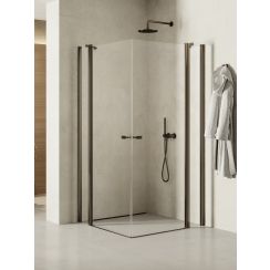 New Trendy New Soleo Gunmetal Brushed Duschkabine 120x100 cm rechteckig graphit gebürstet/durchsichtiges Glas K-2189