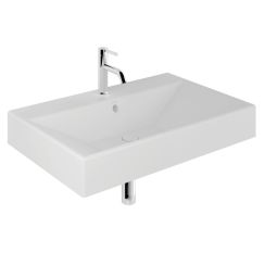 Kludi Resa Waschbecken mit Ablaufstopfen 81x50 cm rechteckig Möbel-Aufsatzwaschbecken weiß matte 59WW8153