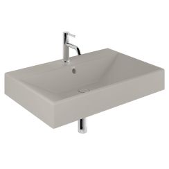 Kludi Resa Waschbecken mit Ablaufstopfen 81x50 cm rechteckig Möbel-Aufsatzwaschbecken braun/beige matte 59WW81O2