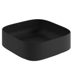 Kludi Resa C Waschbecken mit Ablaufstopfen 40x40 cm quadratisch Aufsatzwaschbecken schwarz matte 58CW3039