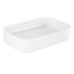 Kludi Resa S Waschbecken mit Ablaufstopfen 60x40 cm rechteckig Aufsatzwaschbecken weiß glanz 58CW4043