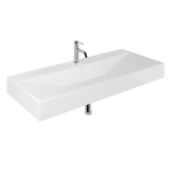 Kludi Resa Waschbecken mit Ablaufstopfen 121x50 cm rechteckig Möbel-Aufsatzwaschbecken weiß glanz 59WW12143