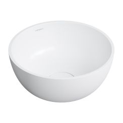 Omnires Shell M+ Waschbecken 35x35 cm rund Aufsatzwaschbecken weiß matte SHELL350UNBM