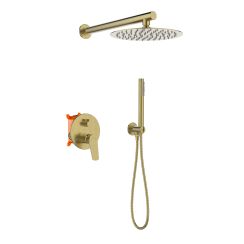 Invena Alonia duschset Unterputz mit Regenbrause gold BS-70-009