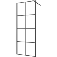 Invena Walk-In Duschwand 80 cm schwarz seidenmatt/durchsichtiges Glas AK-32-187