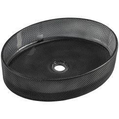 Sapho Nobal Waschbecken 49x38 cm oval Aufsatzwaschbecken schwarz glanz TY326