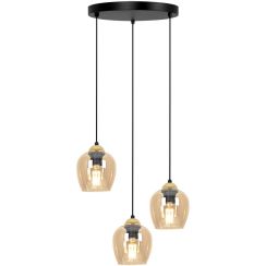 Kaja Tula Pendelleuchte 3x15 W schwarz-gold-bernstein K-5606