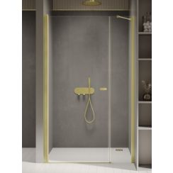 New Trendy New Soleo Light Gold Duschtüren 110 cm aufklappbar gold gebürstet/durchsichtiges Glas D-0941A-WP 