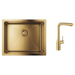 Set Küchenarmatur Grohe Essence 30270GN0, Edelstahlspüle Grohe K700 31574GN1