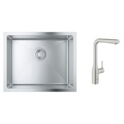 Set Küchenarmatur Grohe Essence 30270DC0, Edelstahlspüle Grohe K700 31574SD1